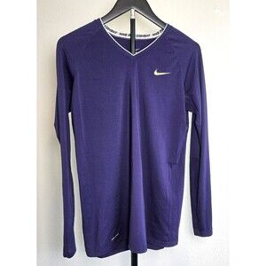 Nike Pro Combat Dri-FIT Womens Large Purple Compression Shirt Long Sleeve Fitted